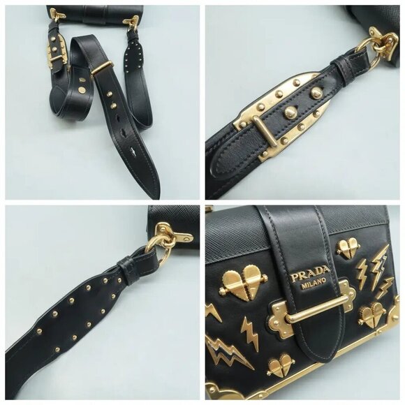 100% Authentic Prada Cahier Black Leather Shoulder Bag 1008-082224 - Picture 9 of 12